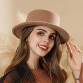 Hut aus Pelzfilz, britischer, eleganter Retro-Hut, große Krempe, lässiger Zylinder